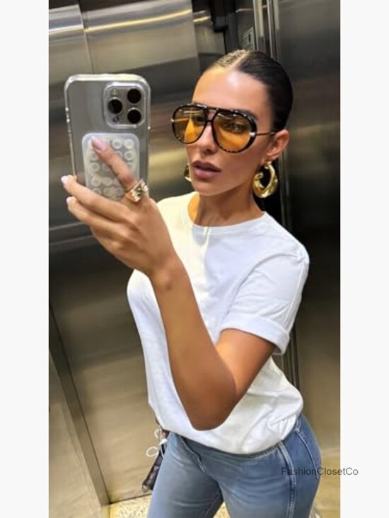 Retro Oversized Aviator Sunglasses with Gold Metal Frame UV Protection main image 6